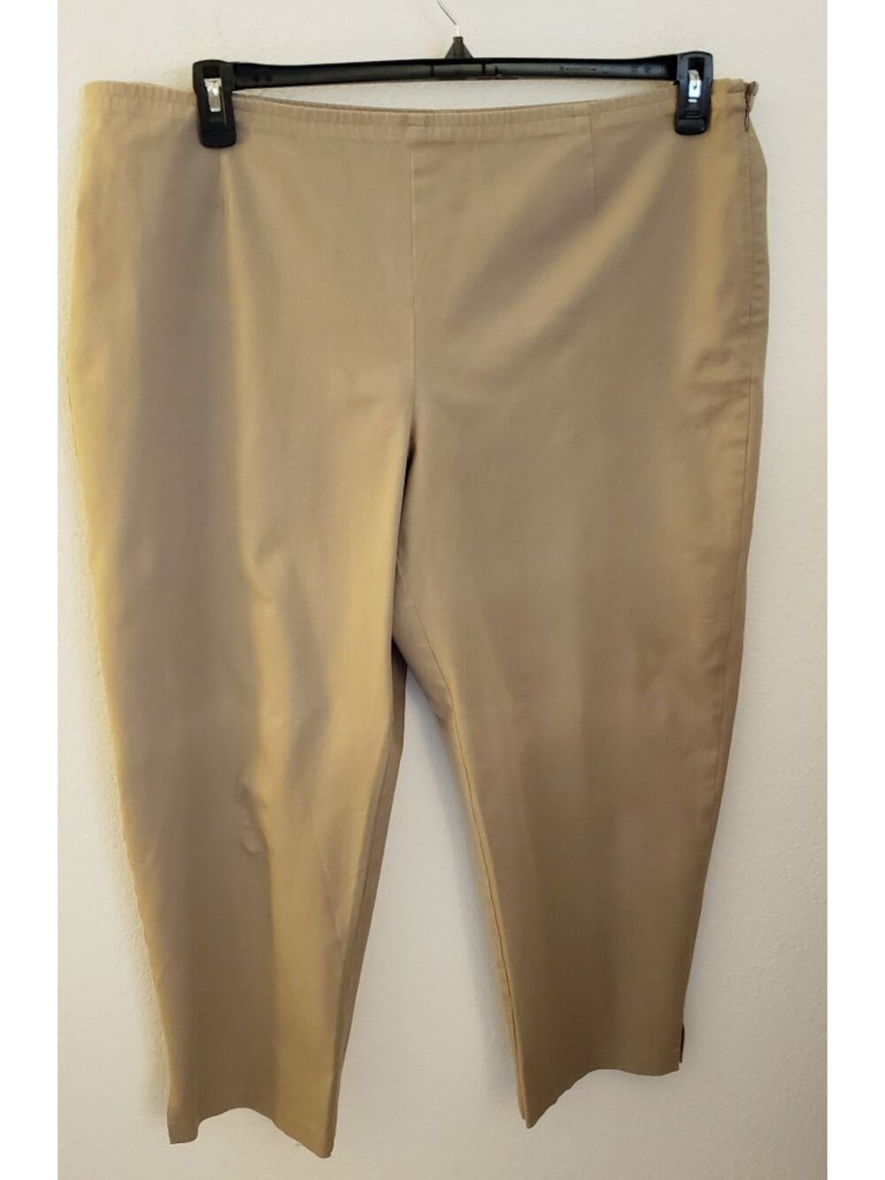 Eileen Fisher Tan Cotton Blend Pullon Side Zip Pants Size 1X EUC